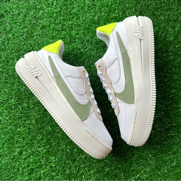 ✨New Nike Air Force 1 AF1 PLT.AF.ORM White / Oil Green - Sail Volt - Picture 5 of 7